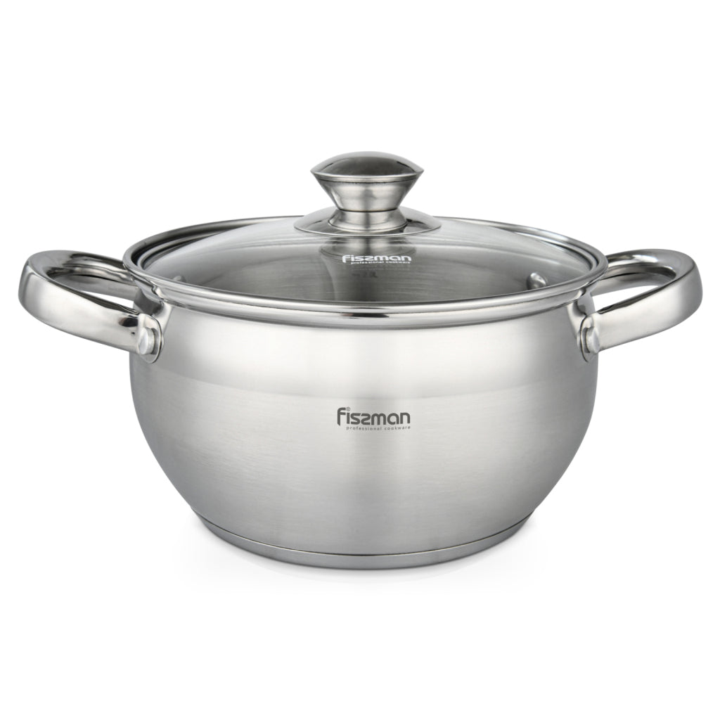 FISSMAN PRimE Stainless Steel StockPot 18cm/2.7L with Glass LidKitchen StorageStockpot PRIME 18x10.5 cm / 2.7 LTR with glass lid (stainless steel) FISSMAN values its customers and pays great attention to the quality of all of its products. PRIME cookware