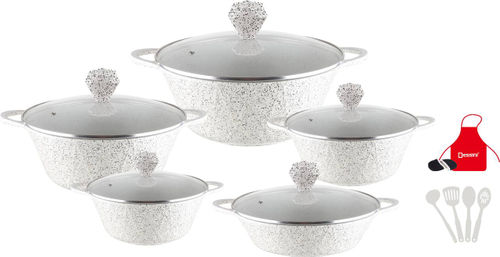 Dessini Granite Cookware Set 17 Pcs With Kitchen Tools - WhiteKitchen StorageCasserole With Lid 20 cm Casserole With Lid 24 cm Casserole With Lid 28 cm Casserole With Lid 32 cm Shallow Casserole With Lid 28 cm 7-Piece Cooking Tools