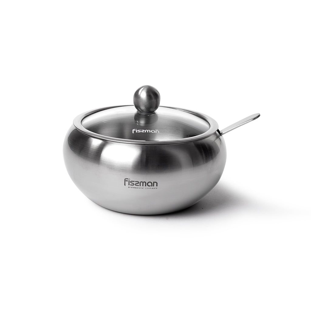 FISSMAN Sugar Bowl with Glass Lid and Spoon 560mlKitchen StorageThe FISSMAN company uses only advanced technologies to create its tableware, setting itself the goal of meeting the desires and needs of customers and achieving a consistently high quality of