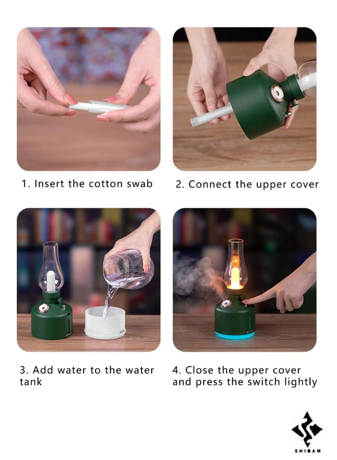 Cool Mist Retro Table Lamp LED Desk Lamp with Humidifier Reading Study Computer Lamp Air Purifying USB Rechargeable Night Light Dimmable Vintage Kerosene Lamp for Bedroom (Green)Home EnvironmentCOOL MIST HUMIDIFIER-Minidiva Cool Mist Humidifiers balance y