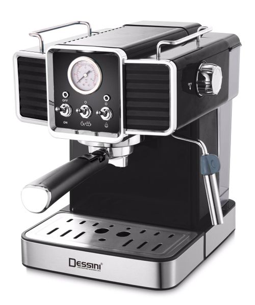Dessini High Quality Automatic Espresso Machine 1350W 15 BARS Black1350 Watts 15 Bar Pump pressure Can make Espresso and cappuccino Removable Water Tank 1.5L With safety valve can release pressure automatically Thermoblock heating system Aluminium alloy f