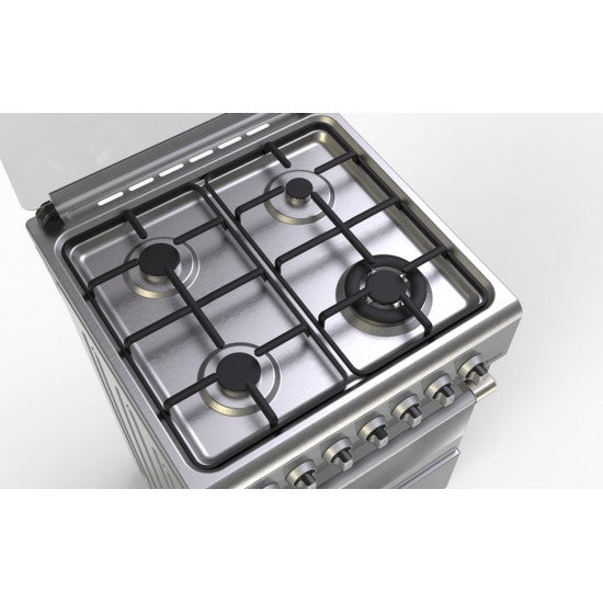 AFRA Japan 60X60cm Free Standing Gas Oven, Stainless Steel, 4 Gas Burners, Mechanical Timer, Large Capacity Oven, Glass Top Lid, G-MARK, ESMA, ROHS, and CB Certified, 2 years warranty