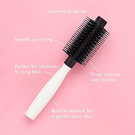 Blow Styling Large Round Tool WhiteHair CareHair flows effortlessly through the bottle-shaped fixed base teeth without pulling. The flexible tips offer precise pick-up at the root and the overlapping configuration extracts excess water for a faster drying