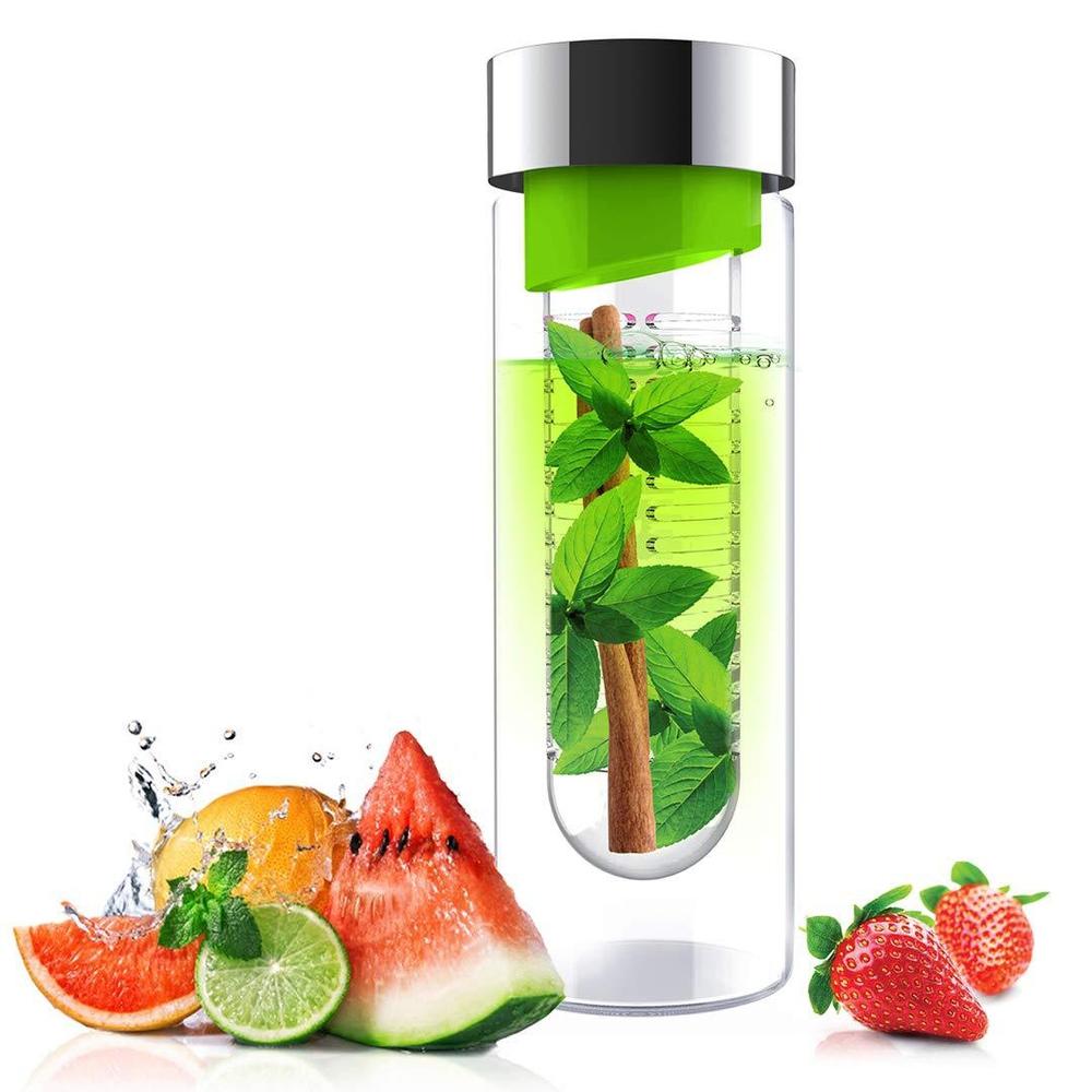 Asobu - Flavor It Glass Water Bottle With Fruit Infuser 600 ml - Green