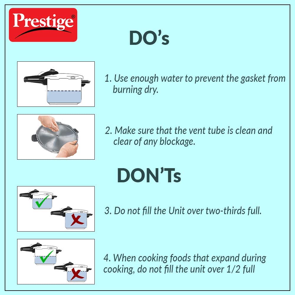 Prestige Clip-on Stainless Steel Pressure Cooker, Cook And Serve Pot with Extra Glass Lid, 3 LitersKitchen StorageThis progressive clasp on weight cooker is intended for greatest security. It accompanies 4 wellbeing gadgets - the Weight or Whistle, pressu