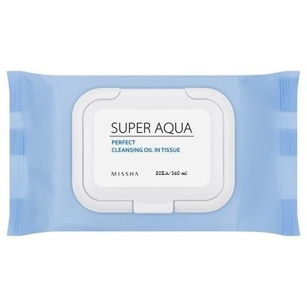 MISSHA Super Aqua Perfect Cleansing Oil In Tissue (80 PCS)Make-UpQuick and convenient cleansing! Oil type cleansing tissue for deep cleansing + removing face, lip & eye makeup. Contains plant oil for cleansing and makeup removal in one. Mild cleansing tis