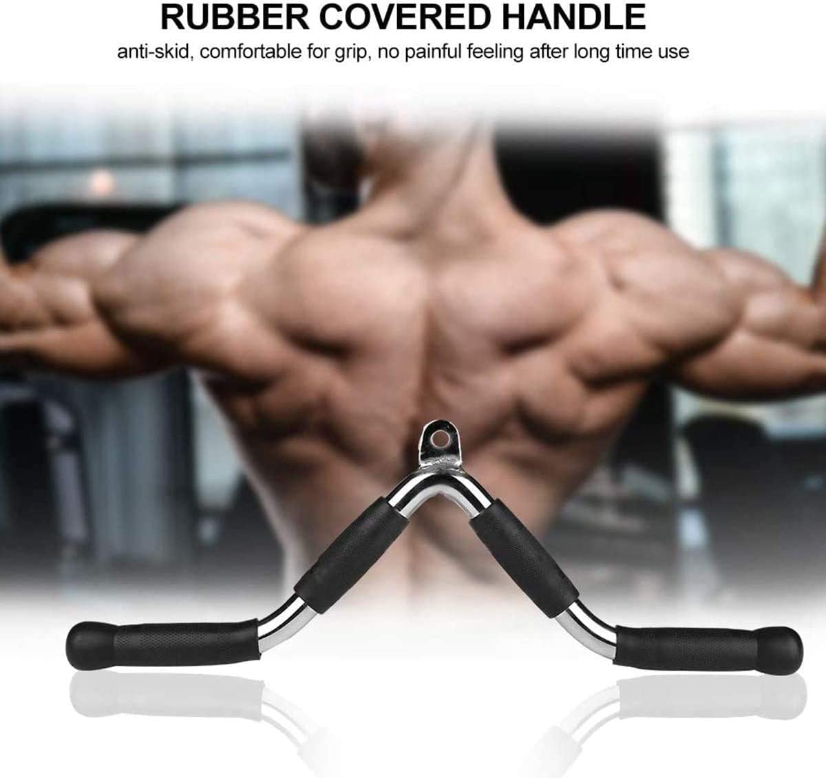 Max Strength Barbel Machine Pro Grip Curl Rubber Grip Non Slip Handle Attachments RowCable Tricep Rope Bar Handle Curl Lat -Multi V-Shaped Fitness Bar