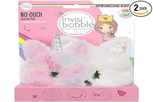 IB KIDS SPRUNCHIE BunnycornHair CareThe INVISIBOBBLE KIDS SPRUNCHIE BUNNYCORN is a set of two hair rings made of ready-made fabric of synthetic fiber, with PU spiral ring inside. invisibobble SPRUNCHIE, the style icon. With HAIRLOVETECHâ„¢, With a spiral