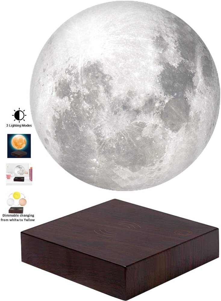 VGAzer Moon Lamp 3D Printing Magnetic Levitating Moon Light Lamps for Home, Office Decor, Holiday-6 Inch, 3 Colors ModesHome DecorLevitates silently using a magnetic levitation technique. Floating and Spinning automatically in the air without any support.