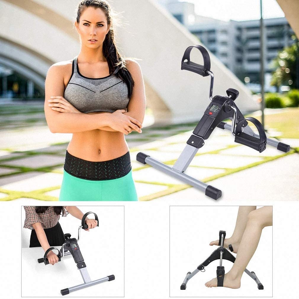 Pedal Exerciser Mini Bike Peddler Digital Foldable Under Desk Foot Leg Arm Fitness Pedal Equipment Arm Leg Foot Peddler Exercise