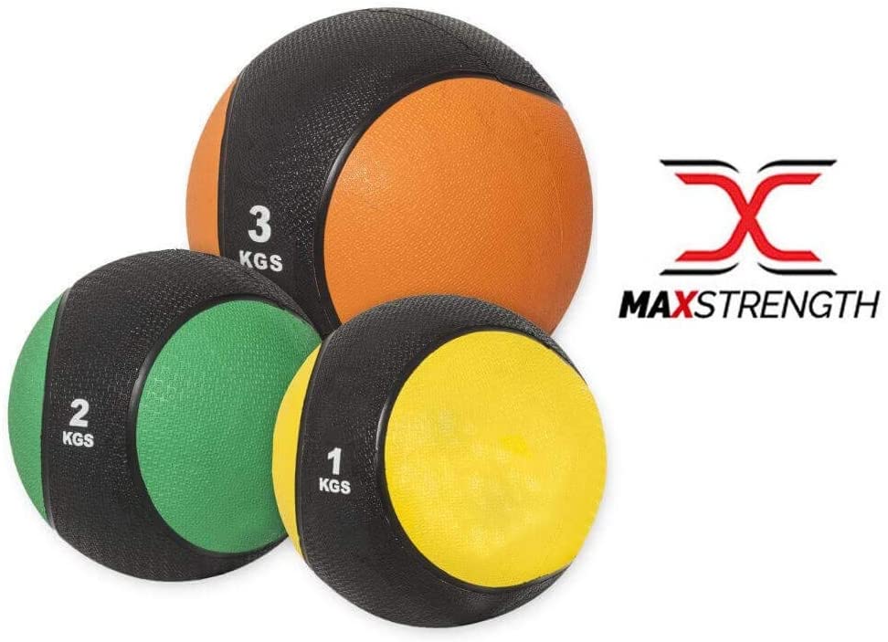 Max Strength Medicine Ball Rubber Med Bounce Ball Strength Training Home Gym Fitness Exercise Weight Lifting Fat Loss -Multi Color