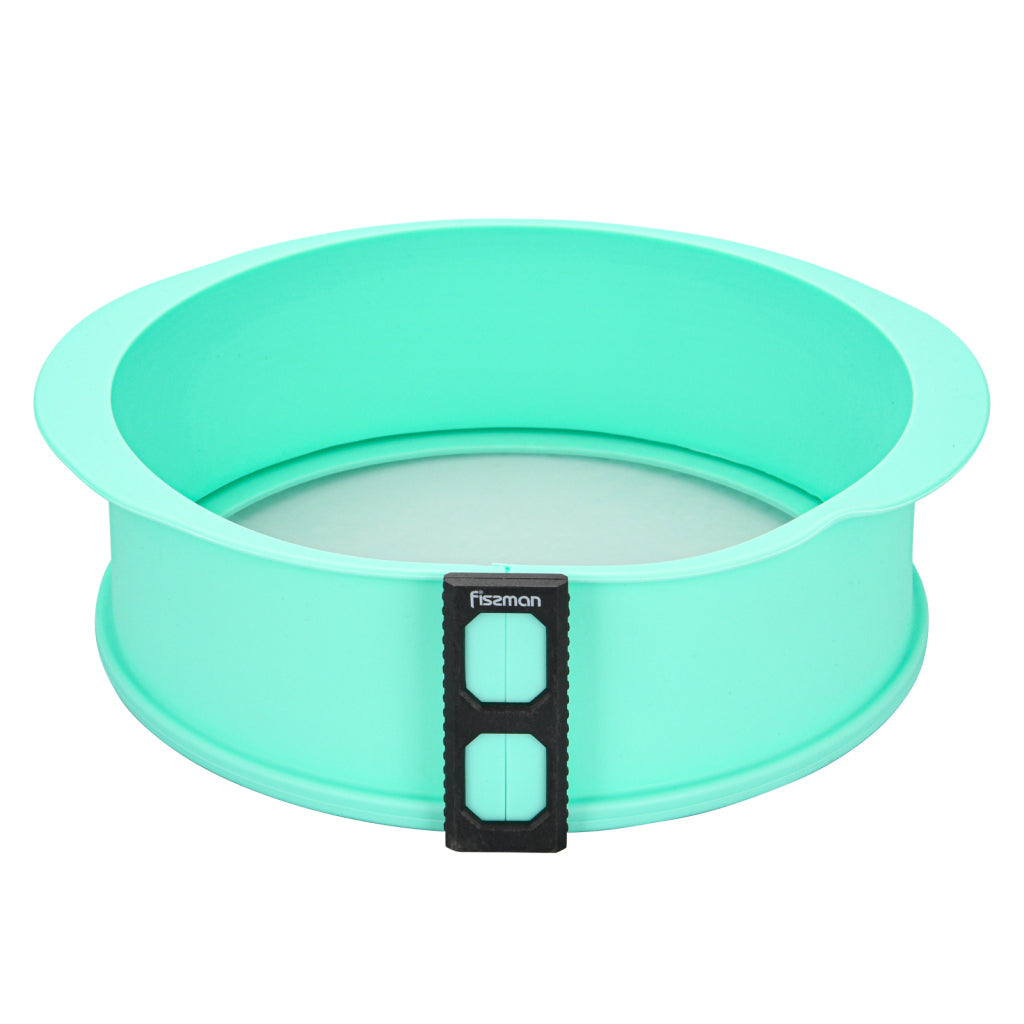 FISSMAN Round Cake Pan with Silicone sides & bottom of heat resistant GlassKitchen Storage6579 Separable cake pan 25x7.5 cm (silicone with bottom of heat resistant glass) The FISSMAN separable baking mould will make baking your favourite treats a pleasure