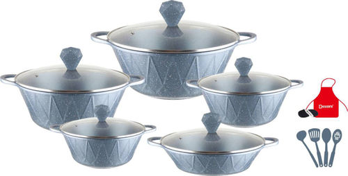 Dessini Granite Cookware Set 17 Pcs With Kitchen ToolsKitchen StorageCasserole With Lid 20 cm Casserole With Lid 24 cm Casserole With Lid 28 cm Casserole With Lid 32 cm Shallow Casserole With Lid 28 cm 7-Piece Cooking Tools