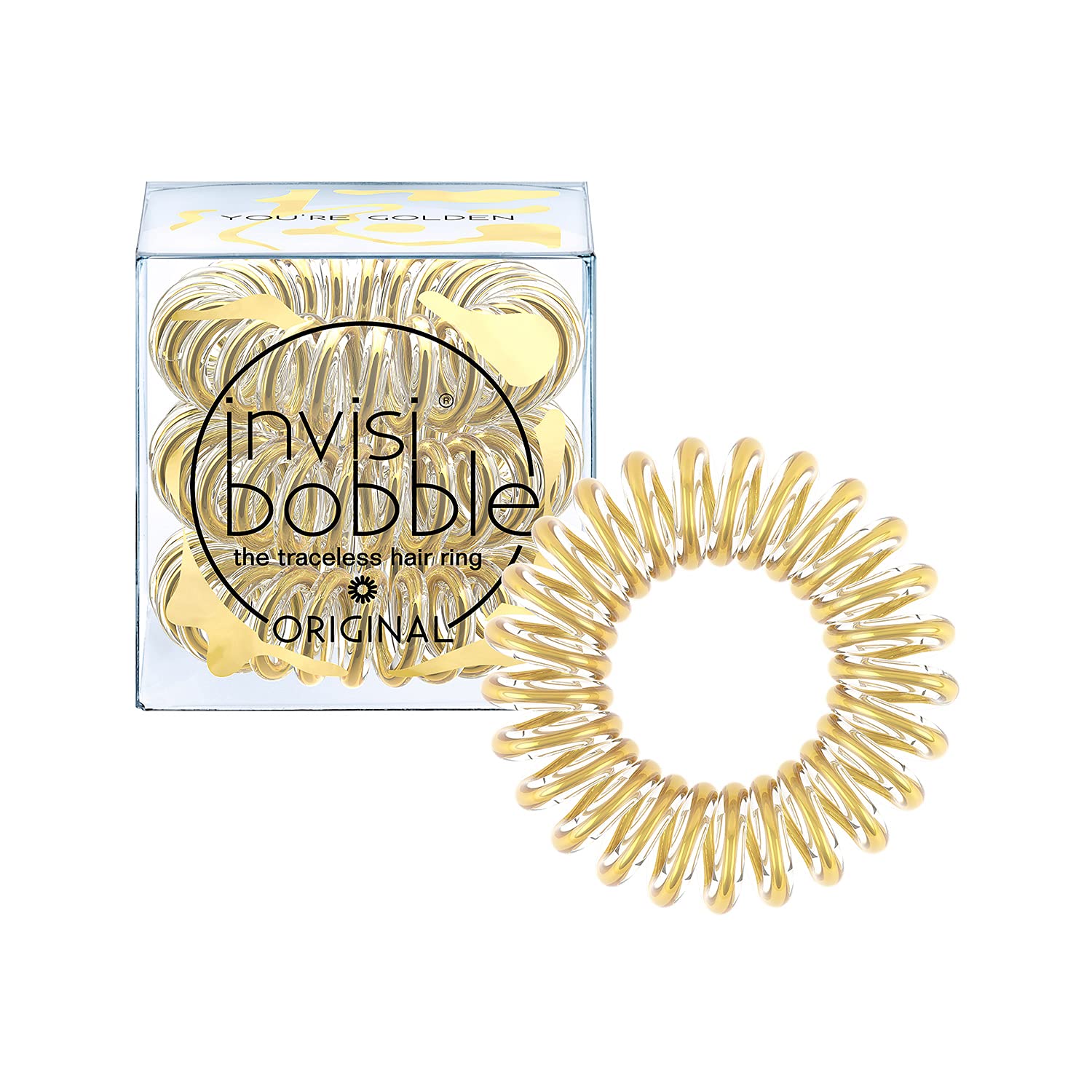 IB Time to Shine your GoldenHair CareThe secret of the ORIGINAL invisibobble lies in its spiral shape. Because the invisibobble distributes pressure evenly around your ponytail, you get a strong and comfortable fit. The invisibobble ORIGINAL leaves no tra