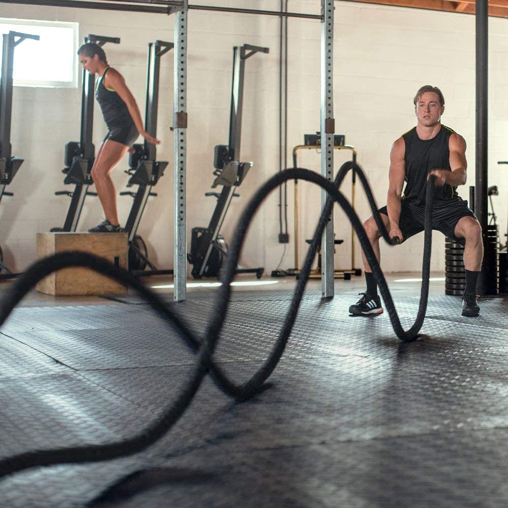 Max Strength Battle Training Rope Battle Rope Strength Training Undulation Fitness Exercise 9M /12M /15M 38mm (Black, 12 Mtr.)