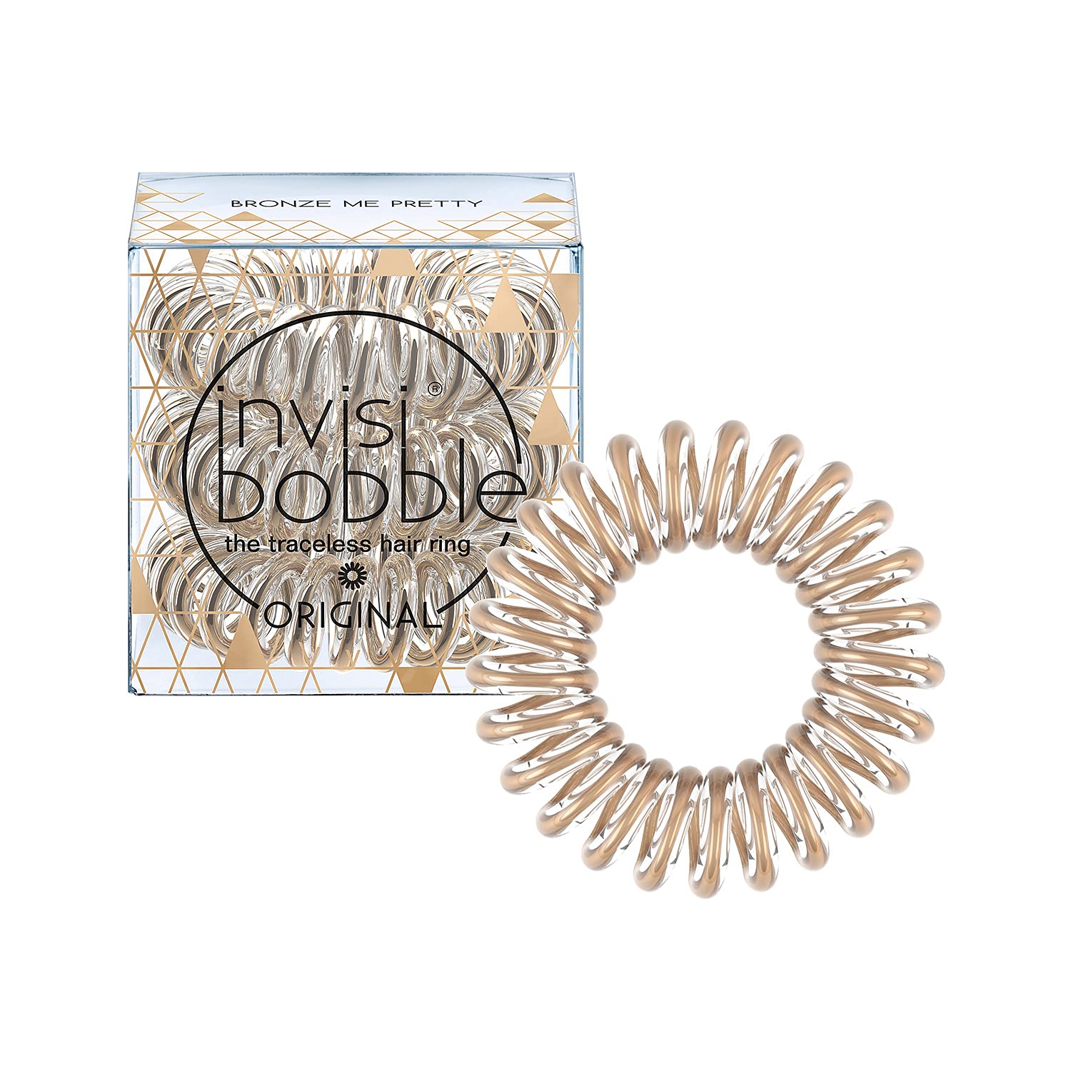 IB ORIGINAL Bronze Me PrettyHair CareThe secret of the ORIGINAL invisibobble lies in its spiral shape. Because the invisibobble distributes pressure evenly around your ponytail, you get a strong and comfortable fit. The invisibobble ORIGINAL leaves no tra