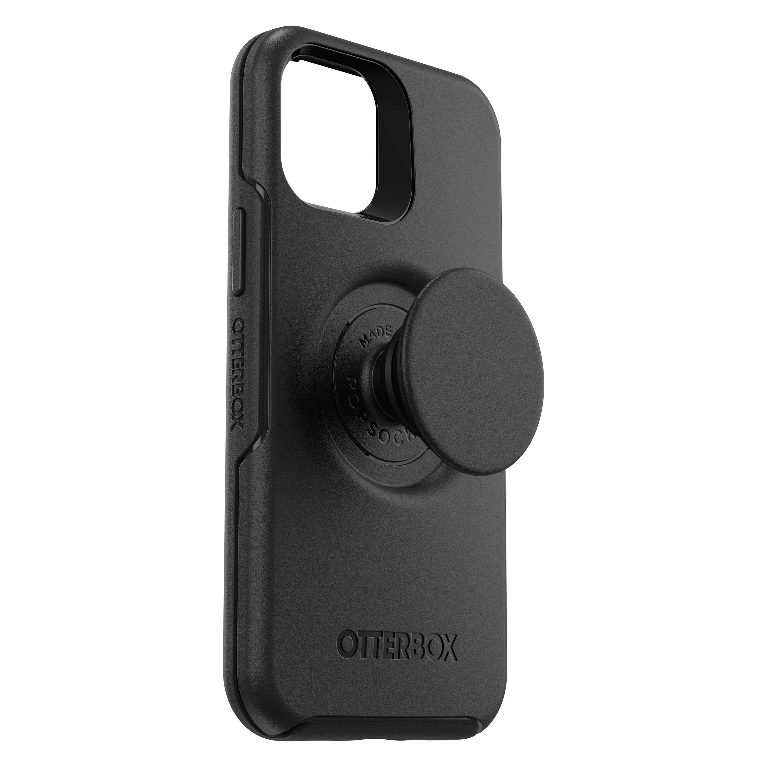 OtterBox OTTER+POP SYMMETRY Apple iPhone 12 Mini case - Drop Protection Cover w/ PopSocket Phone Holder, Slim Protective Selfie Case, Wireless Charging Compatible - Black