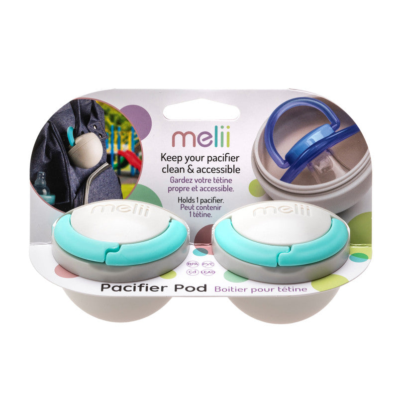 Melii Pacifier Pod 2 Pack - GreyNursing & FeedingOur pacifier pod provides a hygienic place to store your pacifier, keeping it accessible and clean. It hooks onto bags, strollers, purses so your pacifier is always close by. As new moms, we can certainly a