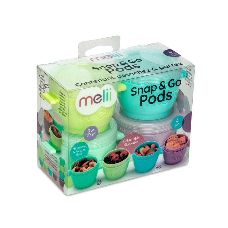 Melii Snap & Go Pods (6oz) - 4 Piece SetNursing & FeedingFreezing portioned baby food can be done in a SNAP! Simply pour baby food containers, put them in the freezer and before you leave the house, SNAP off a container and pop it into your diaper bag. Wh