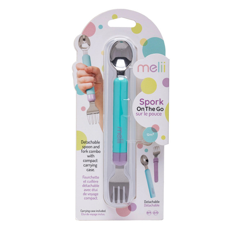 Melii Detachable Spoon & Fork with Carrying Case - Green & GreyNursing & FeedingEver notice that since having kids everything seems…well…sticky? Our detachable spoon and fork combo comes in a compact travel case to keep sticky little utensils contained af