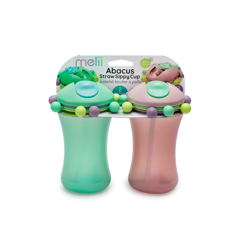 Melii Abacus Straw Sippy Cup - 2 Pack (Green & Pink)Nursing & FeedingWe put our fun Melii spin (no pun intended) on a sippy cup! These sippy cups double as fun toys - your little one can have fun spinning, counting and playing with the multicolored beads