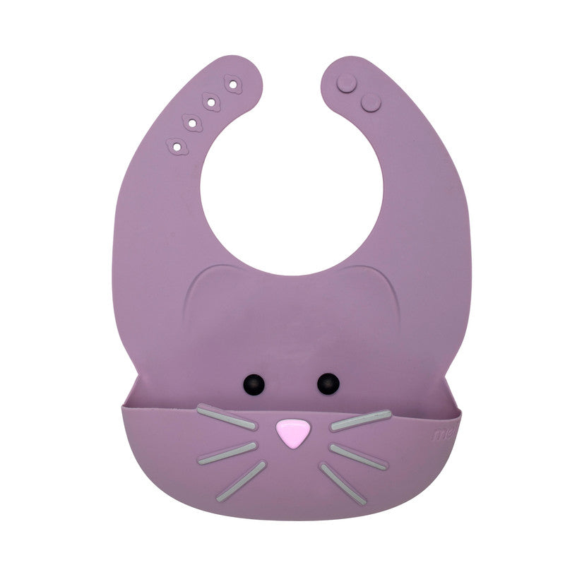 Melii Silicone Bib - Purple CatNursing & FeedingWith our Silicone Cat Bib your little one can eat (and stay clean!) in adorable style! Our playful, cute cat bib is waterproof and makes feeding and mealtime fun! Made of soft high-quality 100% food grade si