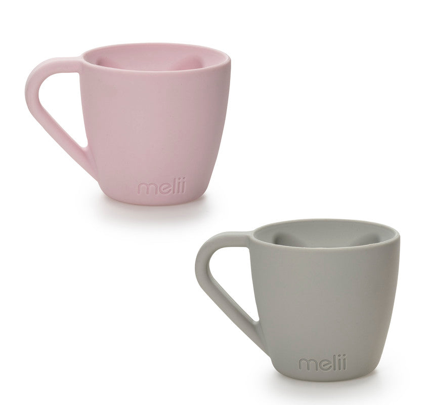 Melii Silicone Bear Mug - 2 Pack (Pink & Grey)