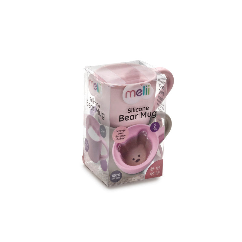 Melii Silicone Bear Mug - 2 Pack (Pink & Grey)Nursing & FeedingWe are parents whose energy is fueled by an abundance of caffeine! This mug was designed for kids who love to pretend that they’re drinking coffee just like grownups (let’s be honest it’s hot