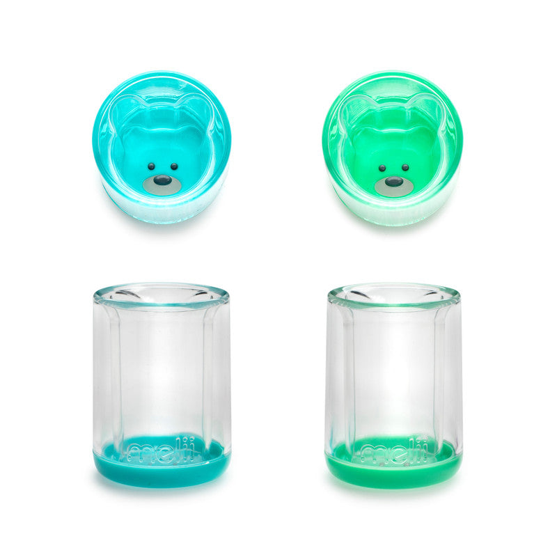 Melii Double Walled Bear Cup 145 ml - 2 Pack (Turquoise & Green)Nursing & FeedingOur adorable Double-Walled Bear Cup will make your kid smile with each sip. The suspended bear shape can be seen from all angles. And when your child is fully hydrated after