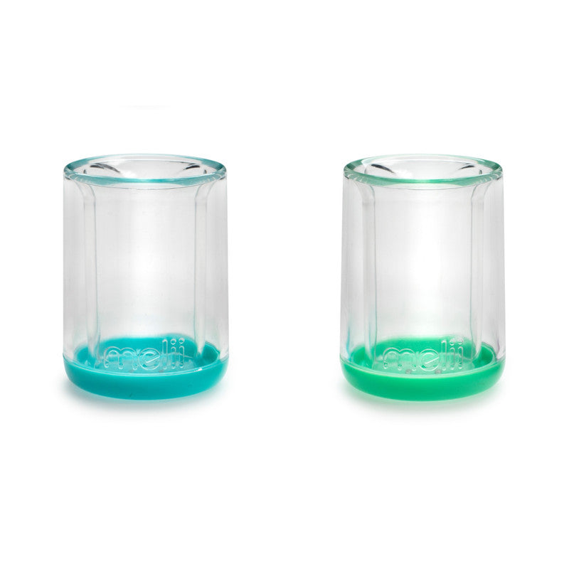 Melii Double Walled Bear Cup 145 ml - 2 Pack (Turquoise & Green)