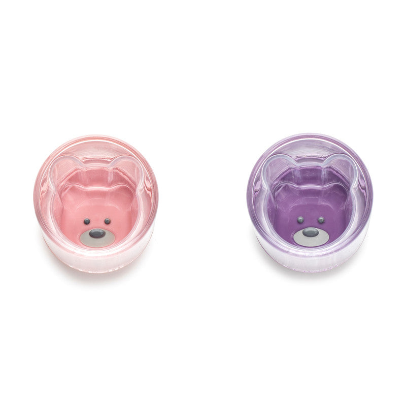 Melii Double Walled Bear Cup 145 ml - 2 Pack (Purple & Pink)