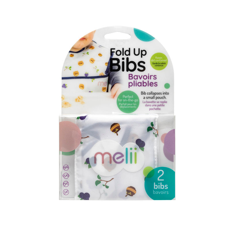 Melii Fold Up Bib 2 Pack - White & Navy BearNursing & FeedingOur Fold Up Bib collapses into a small pouch and comes in a 2 pack. After feeding, simply fold the bib into the integrated pocket and you won’t need to worry about getting your diaper bag dirty.