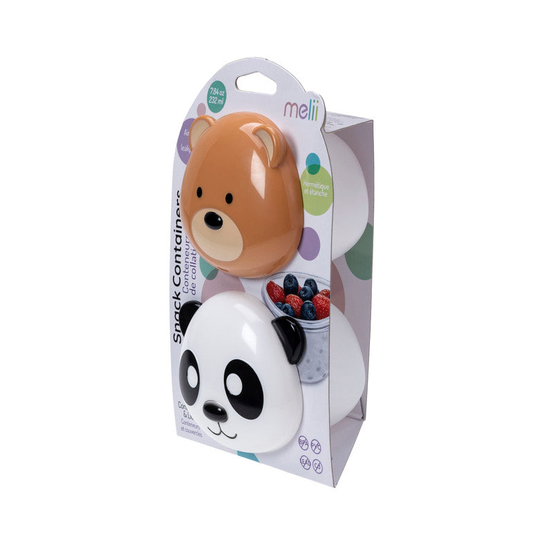 Melii Snack Container - Bear & Panda - 2 Pack ( PP base)Nursing & FeedingWith the Melii bear and panda snack containers your little one can carry and store snacks in adorable style! This kid-sized, playful, airtight and leakproof food storage container ma