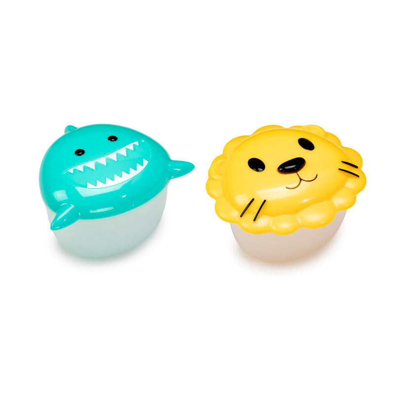 Melii Snack Container - Shark & Lion - 2 Pack (PP base)Nursing & FeedingWith the Melii shark and lion snack containers your little one can carry and store snacks in adorable style! This kid-sized, playful, airtight and leakproof food storage container mak
