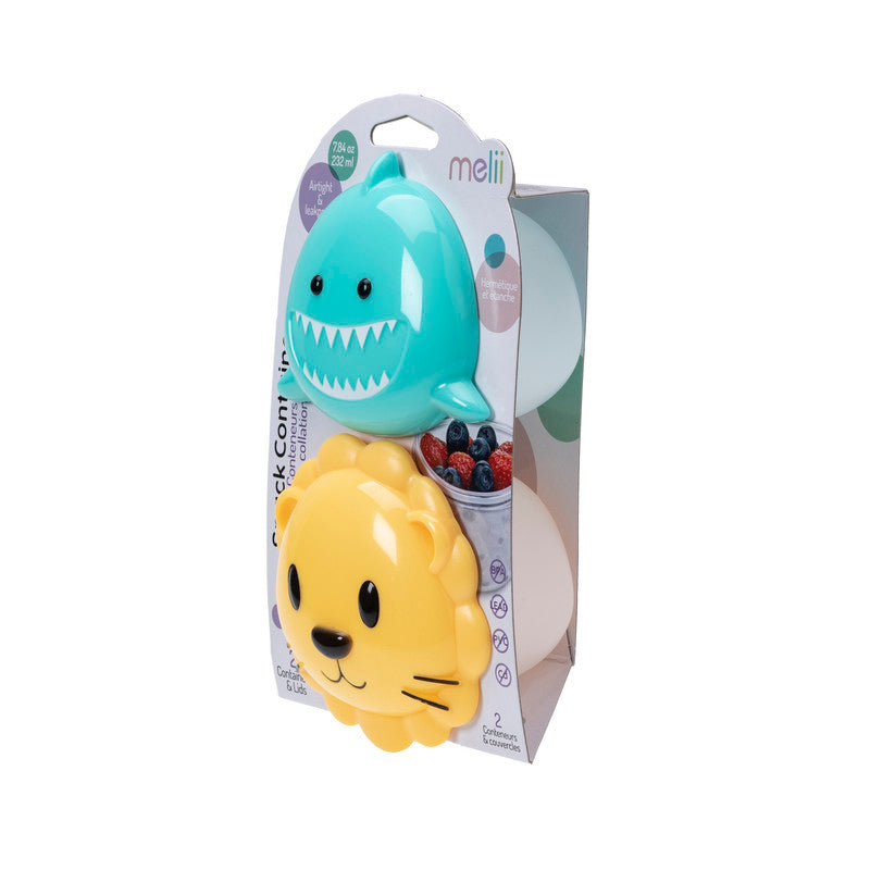 Melii Snack Container - Shark & Lion - 2 Pack (PP base)