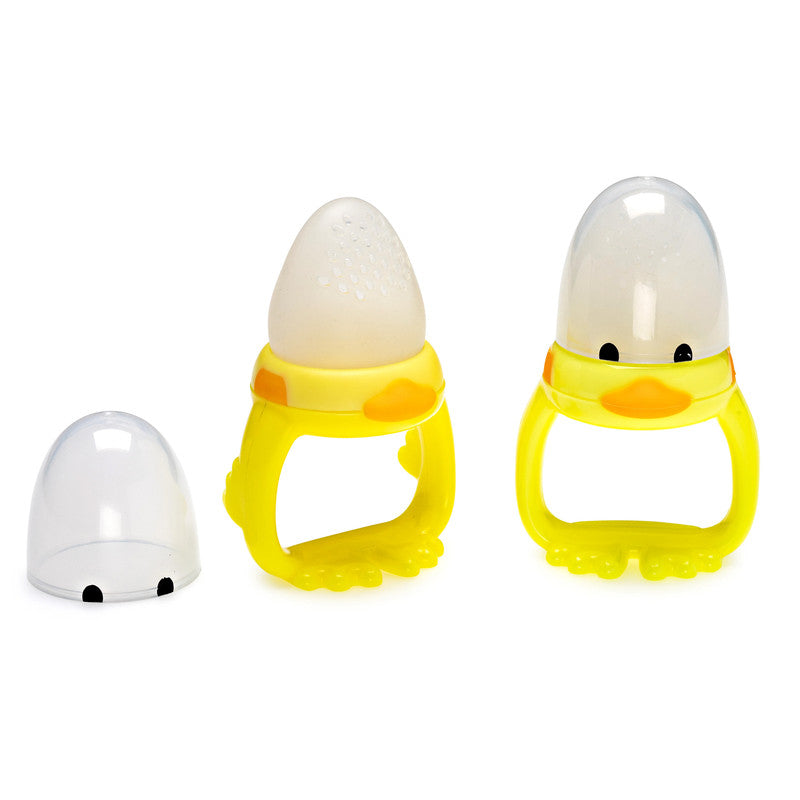 Melii Duck Fresh Feeder - 2 Pack YellowNursing & FeedingThese 100% silicone perforated bulbs are the perfect way to safely introduce first solid foods to babies. The small holes in the silicone bulbs allows baby to safely taste small amounts of food. The