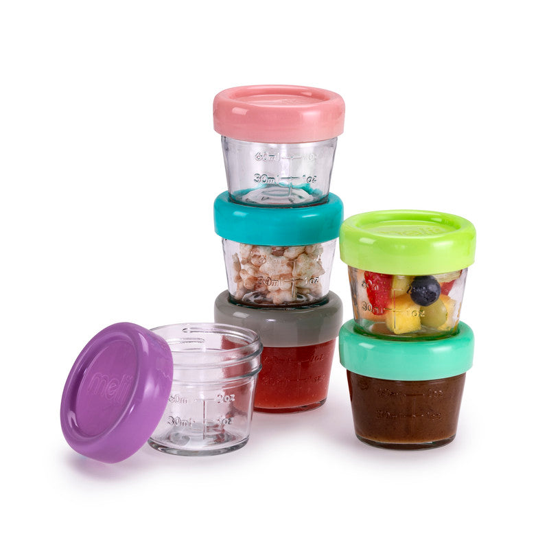 Melii Glass Food Container (4oz) - 6 Piece SetNursing & FeedingMelii’s glass baby food containers can conveniently portion, store, warm and serve your baby’s food! The airtight and leakproof lids with silicone seal locks in freshness, avoids freezer burn