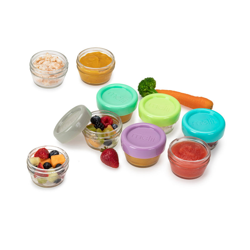 Melii Glass Food Container (2oz) - 12 Piece SetNursing & FeedingMelii’s glass baby food containers can conveniently portion, store, warm and serve your baby’s food! The airtight and leakproof lids with silicone seal locks in freshness, avoids freezer burn