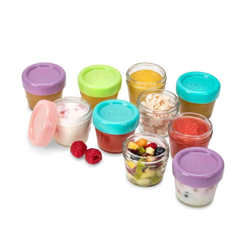 Melii Glass Food Container (4oz) - 12 Piece SetNursing & FeedingMelii’s glass baby food containers can conveniently portion, store, warm and serve your baby’s food! The airtight and leakproof lids with silicone seal locks in freshness, avoids freezer burn