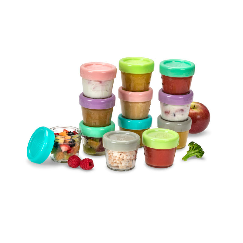 Melii Glass Food Container (4oz) - 12 Piece SetNursing & FeedingMelii’s glass baby food containers can conveniently portion, store, warm and serve your baby’s food! The airtight and leakproof lids with silicone seal locks in freshness, avoids freezer burn