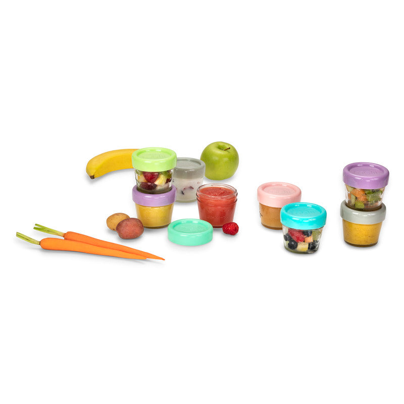 Melii Glass Food Container (4oz) - 12 Piece SetNursing & FeedingMelii’s glass baby food containers can conveniently portion, store, warm and serve your baby’s food! The airtight and leakproof lids with silicone seal locks in freshness, avoids freezer burn