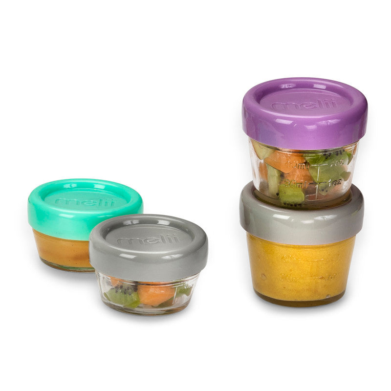 Melii Glass Food Container (6 x 4oz + 6 x 2oz) - 12 Piece SetNursing & FeedingMelii’s glass baby food containers can conveniently portion, store, warm and serve your baby’s food! The airtight and leakproof lids with silicone seal locks in freshness, avoid