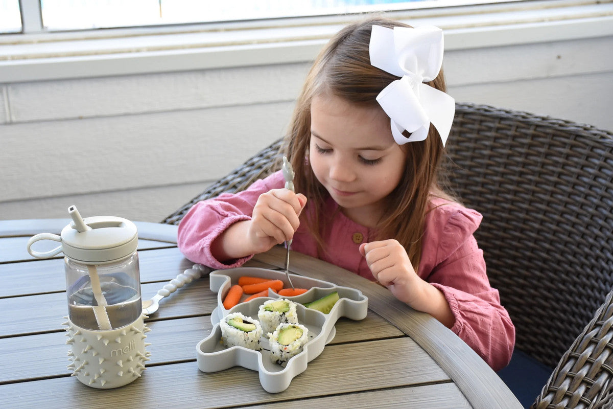 Melii Divided Silicone Suction Plate - Grey BulldogNursing & FeedingOur silicone suction plate aims to make meal time a little less stressful and a lot more fun! Place the plate on a flat surface and let the suction do its magic – the plate will stick to