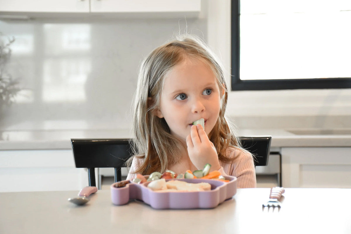 Melii Divided Silicone Suction Plate - Purple CatNursing & FeedingOur silicone suction plate aims to make meal time a little less stressful and a lot more fun! Place the plate on a flat surface and let the suction do its magic – the plate will stick to th
