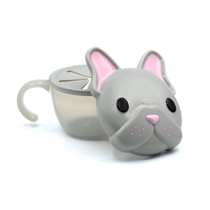Melii Snack Container with Finger Trap - Grey & Pink BulldogNursing & FeedingYour toddler and kids can carry and store snacks in adorable style! This kid-sized, cute animal themed, playful, food storage container makes snacking fun which encourages indepe