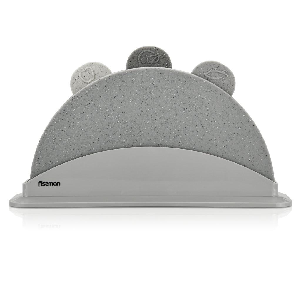 FISSMAN Durable Food-Safe Plastic foldable chopping Board Set 28x28cmKitchen Storage3 pcs foldable chopping board set 28x28 cm (plastic) This chopping board set composes of three different coloured boards. Each coloured board represents a different food g