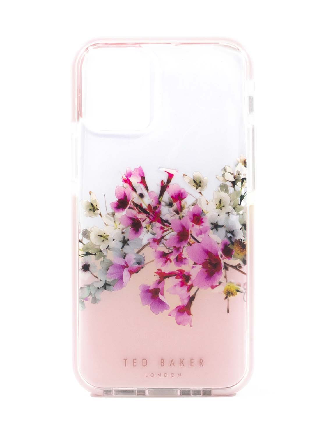 Ted Baker iPhone 12  Mini Anti-Shock Floral Case - Elegant Drop Protection Cover, TPU Bumper, Wireless Charging Compatible, Women/Girls Phone Case - Jasmine Clear