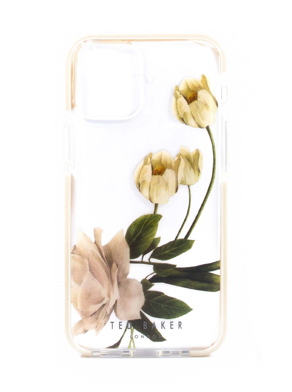 Ted Baker iPhone 12 Mini Anti-Shock Floral Case - Elegant Drop Protection Cover, TPU Bumper, Wireless Charging Compatible, Women/Girls Phone Case - ElderFlower Clear
