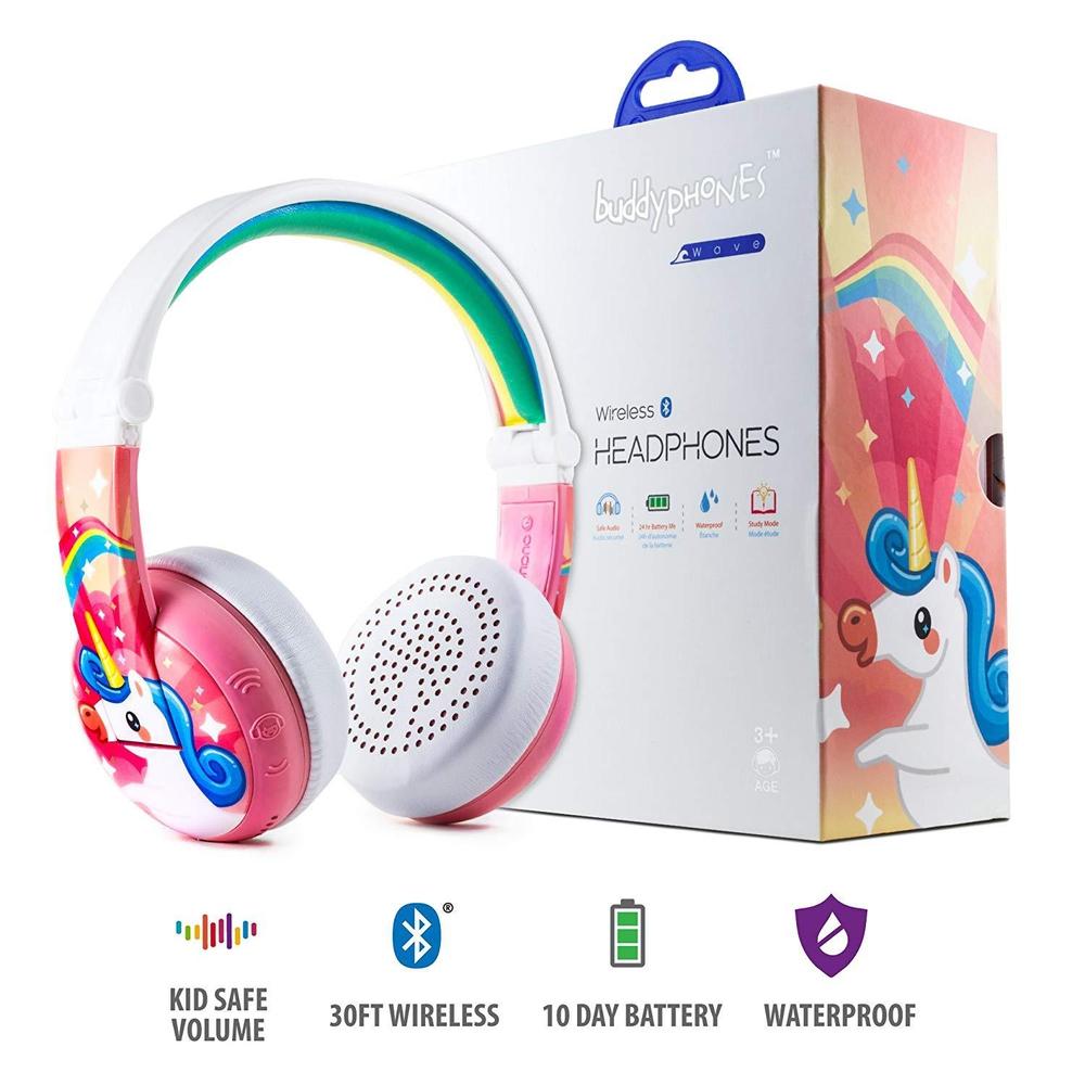 BuddyPhones - Wave Bluetooth Headphones Waterproof Unicorn - Pink