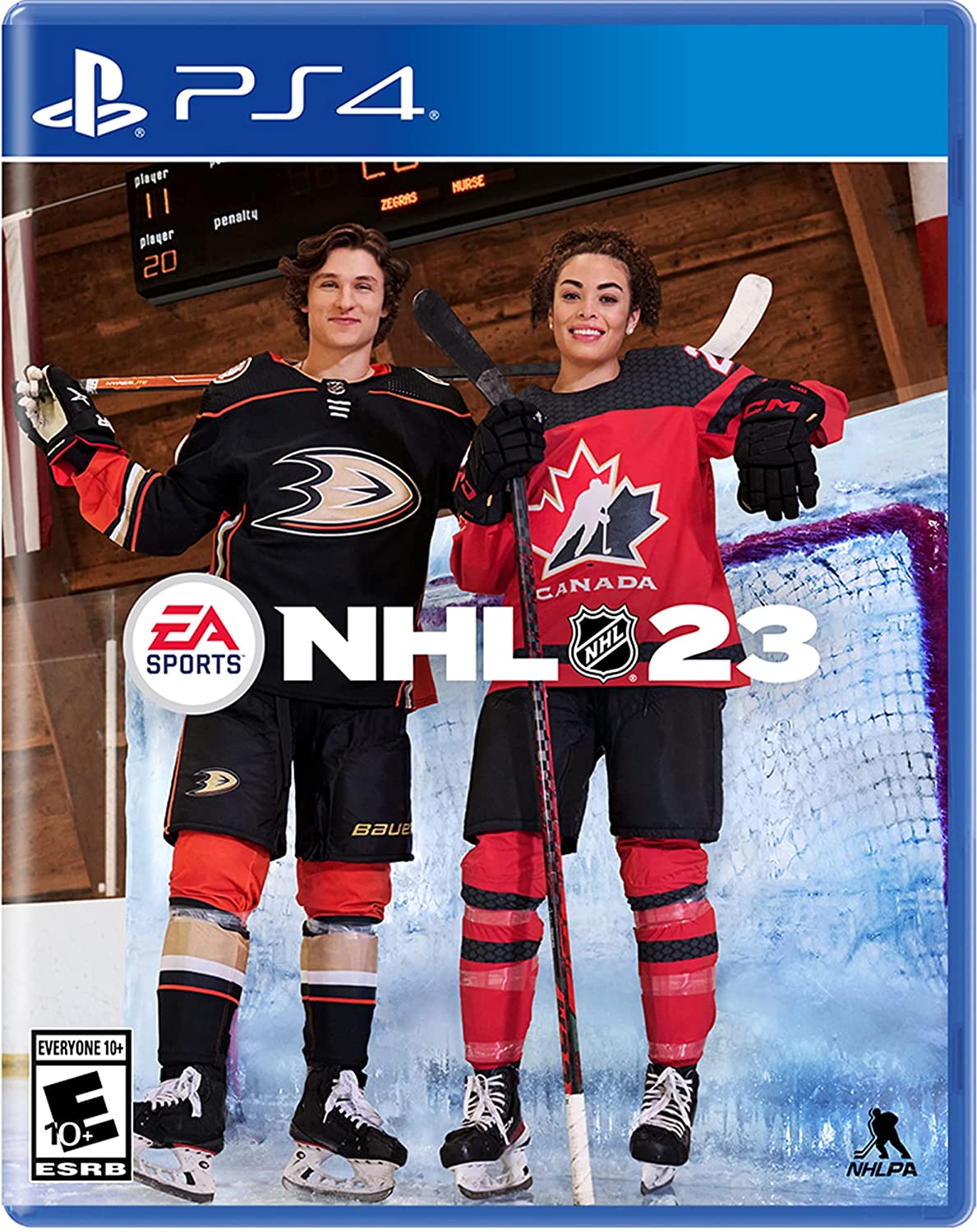 NHL 23Video GamesGREATER TOGETHERCOVER ATHLETESCanadian goalscoring machine Sarah Nurse makes history as the first female player featured on an NHL cover. Rising superstar and Anaheim Ducks center Trevor Zegras is one of the youngest players featured on a